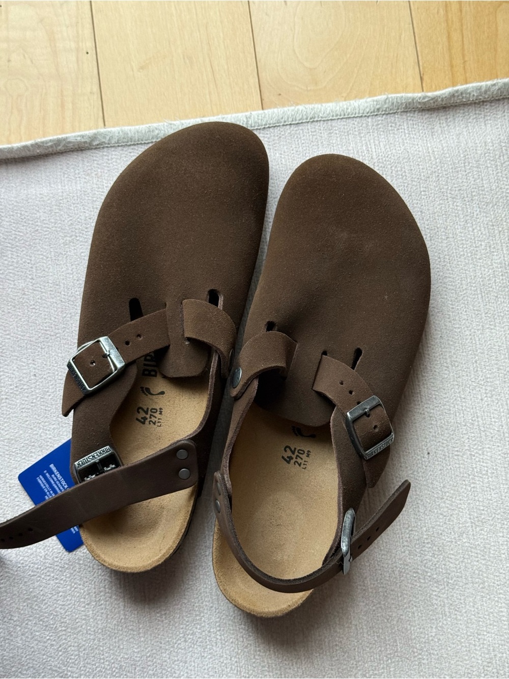 Birkenstock Tokio Brown Suede Closed-Toe Sandals with Buckle NWT size 42
